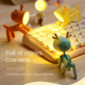 Mini Night Light LED Adjustable Desk Book Light Cute Pet Light Eye Protection Table Lamp Home Room Decor,Deer Orange. 