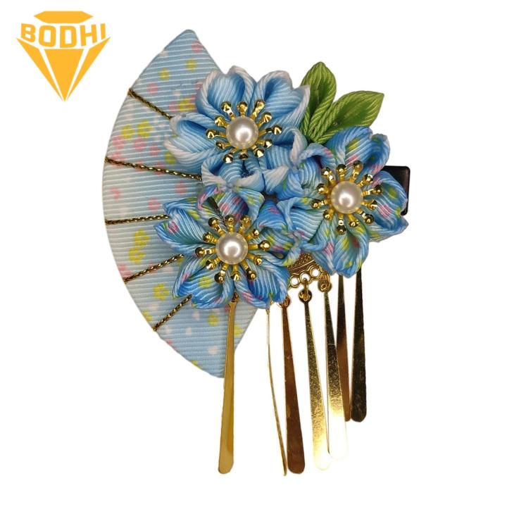 Flower%20Fan-shaped%20Hair%20Clip%20Japanese%20Kimono%20Hair%20Clip%20for%20Girls%20Traditional%20Dress%20Cosplay%20Headgear%20with%20Faux%20Pearl%20Flower%20Decor%20Tassel%20Hairpin%20-%20Image%203