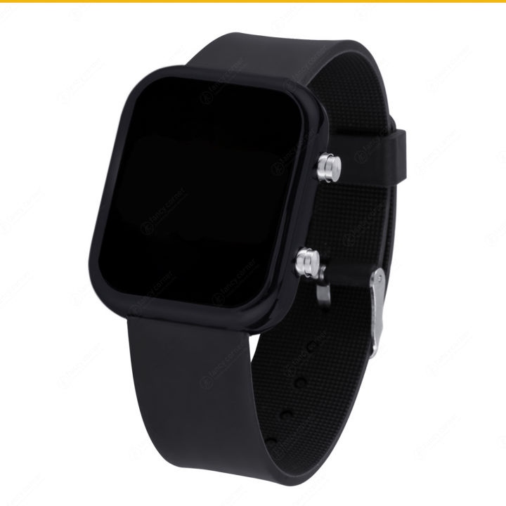 Black Led Digital Casual Women Fashion Quartz Watch Stainless Steel Dial Casual Rubber Strap Wrist Watch Fc Dw Daraz.lk