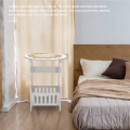 (VDZI) Mini Plastic Round Coffee Tea Table Room Storage Rack Bedside Table White. 