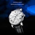 DGSenpi Men's Multi-Functional Waterproof Big Dail Watch Ge-nuine Leather Strap Calendar Quartz Watch. 