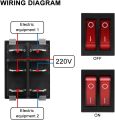 15A250V 20A125V KCD8-212N Red Button Rocker Switch 6 Pin Rocker Power Switch Double Rocker Switch 10pcs/5Pcs/2Pcs/1Pcs. 