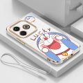 Tecno Spark GO 2024 Glossy Lucky Doraemon Casing Square Edges Plating Back TPU Soft Case Cover. 