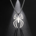 Kpop Stainless Steel Spider Pendants Chain Necklaces for Mens Silver Color Gold Color Pearl String Gothic Punk Halloween Jewelry. 