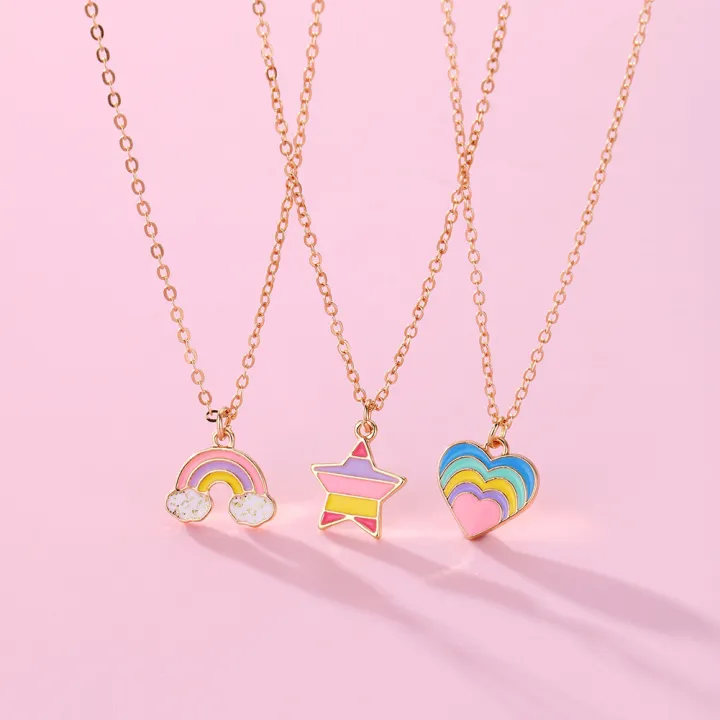 Kidlove%20Cute%20Necklaces%20For%20Teen%20Girls%20Kids%20Sweet%20Heart-shaped%20Star%20Cloud%20Pendant%20Clavicle%20Chain%20Necklace%20Birthday%20Gift%20-%20Image%205