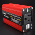 200W Car Power Inverter Dc 12V To Ac 220V Converter Dual Usb Charger Adapter Car Power Booster - Red. 