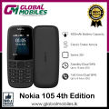 Nokia 105 Dual Sim 4th Edition With Warranty Feature Push button Phone 1.77" Display Battery Long Standby Flashlight Radio. 