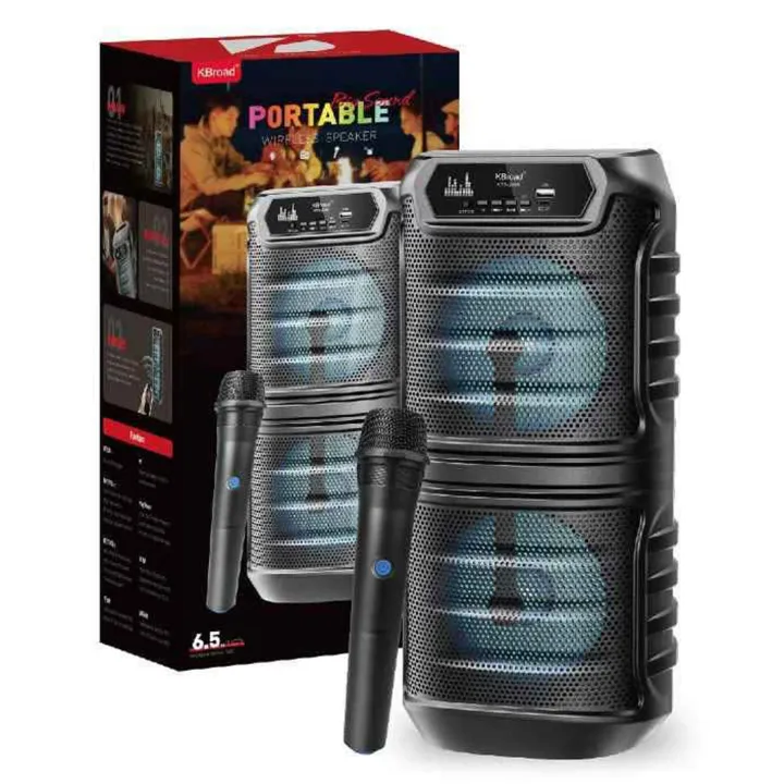 KTS-2060%206.5"%20x%202%20Portable%20Wireless%20Bluetooth%20Speaker%20with%20Led%20Light%20RGB%20Support%20Mic,%20FM,%20AUX,%20USB,%20SD%20Card%20Karaoke%20Speaker%20Partybox%20with%20Wireless%20Mic%20Buffel%20Subwoofer%20with%20FM%20Mic%20Music%20Player%20Party%20Box%20%20KTS%20Speaker%20KTS%202060%20-%20Image%202