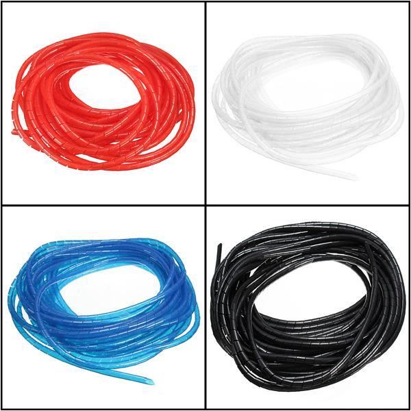 10 meters Spiral Tube Flexible Cord PC Home Cinema Cable Wire Organizer Wrap Management - white