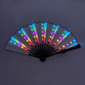 New 5V Rechargeable Colorful Change Portable Rave Fan Neon Fan Light Dance Music Party Performance Props Flash Folding Fan. 