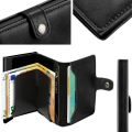 【hot】 SEMORID Credit Card Holder Holder Slim Leather Wallet Pop Up Wallet RFID Blocking Metal Double Card Case For Men And Women. 