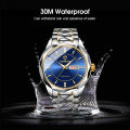 LouisWill Fashion Men Quartz Watches Double Calendar Men's Commercial Steel Strip Watches 30M Waterproof Luxury Business Wristwatches With Luminous for Outdoor Business Travel Exercise. 