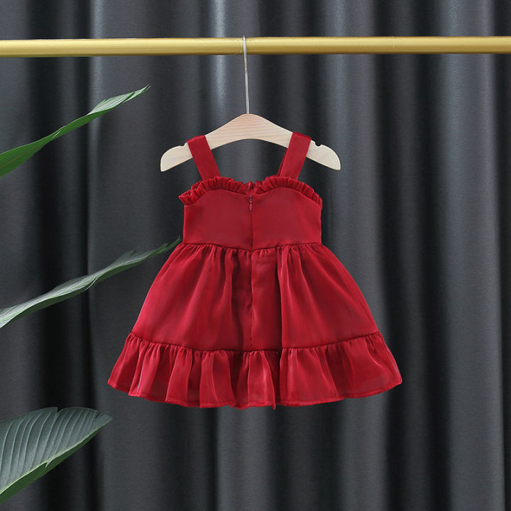 Summer%20Red%20Bow%20Baby%20Girl%20Princess%20Dress%20Ruffle%20Solid%20Color%20Infant%20Sling%20Dress%20Christmas%20Wedding%20Party%20Girls%20Children'S%20Clothing%20(0-3%20Years)%20-%20Image%205