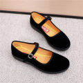 Old Beijing Cloth Shoes Women's Thin Shoes Casual Work Shoes Women's Black Hotel Work Shoes Flat Dancing Mom Shoes Non-Slip. 