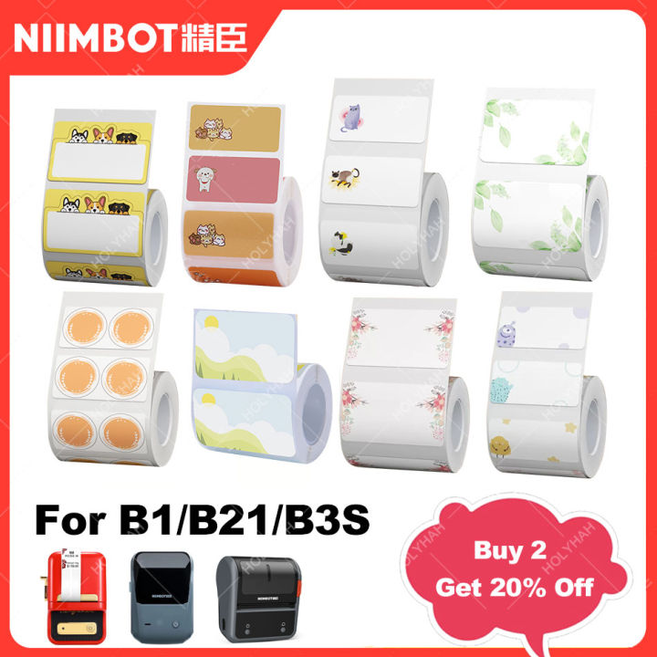 【SkinHorizon】Niimbot B1 B21 Fancy Color White Label Sticker Print Paper Roll For Niimbot B21 B1 B3S Printer Tear-proof Water / Oil-proof