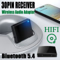 30Pin Bluetooth 5.4 Music A2DP/AVRCP Mini Wireless Audio Adapter For IPod 30 PIN Jack Analog Speaker HIFI Stereo. 