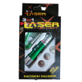 3 in 1 Laser Light, LED Flashlight + Torch Keychain + Laser Pointer (Pack of 3) with 3 Button Size Cell. 