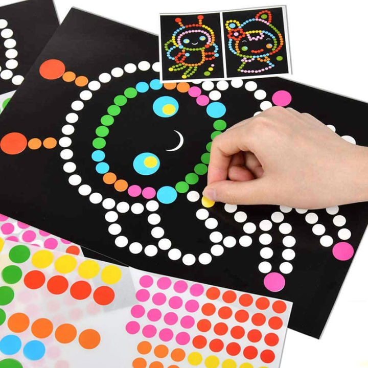 1/2Sets Colorful Dot Primary Mosaic Puzzle Stickers Games DIY Cartoon Animal Learning Education Toys For Children Kids Gift