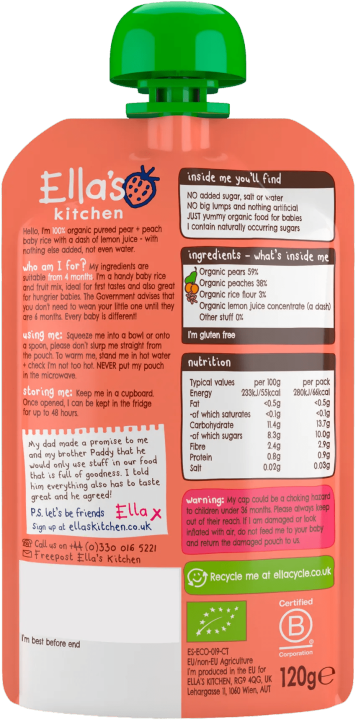 Ella's%20Kitchen%20Organic%20Pear%20&%20Peach%20Baby%20Rice%20Baby%20Pouch%204+%20Months%20120g%20-%20Image%202