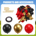 Red Black and Gold Balloons, 134pcs 12 Inch Red and Black Balloons for Birthday, Retirement, Graduation. 