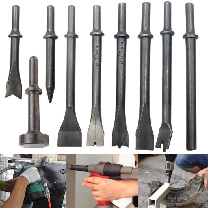 QUANBU Pneumatic Chisel Air Hammer Sander Bit Set 9 Piece Set