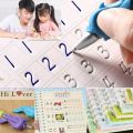 Sank Magic Practice Copybook with 1 Pen 10 refills+ 1 pen case,4 pcs Reusable Handwriting Magic Practice Copybook for Children, Alphabet Number Math Drawing Tracing Book. 