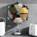 Wall Mounted Cereal Dispenser – 6 Compartment Rotating Dry Food Storage Bin for Rice, Pulses, Nuts & Grains. 