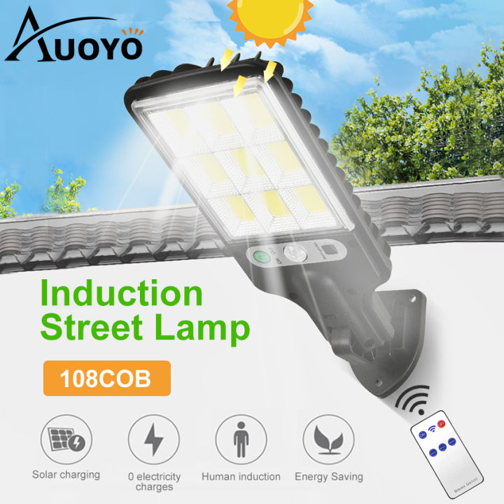 Auoyo Solar Light LED Outdoor Lights 72COB Solar Motion Sensor Flood Light IP65 Waterproof spotlight 3 Modes So-lar Street Lights Wall Lights for Garden