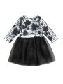 Choopy sea-Toddler Girl Halloween Dress, Cute Long Sleeve Cartoon Print A-Line Tulle Tutu Dress. 