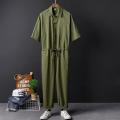 National Fashion Hip Hop Cropped Jumpsuit Men Summer Clothing Japanese-Style Retro Coveralls Couple Loose Leisure Suit. 
