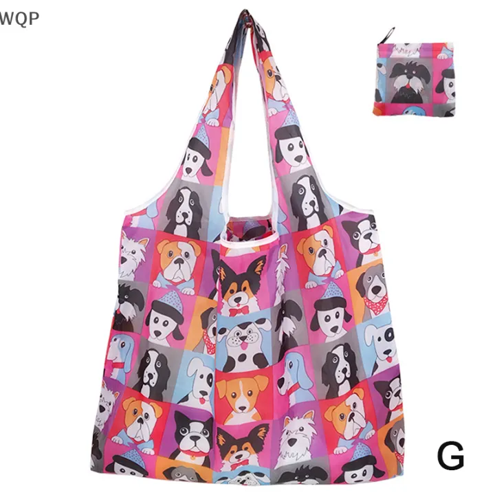 【ALLGOOD】  Jewerry 1Pc Foldable Shopping Bag Reusable Travel Grocery Bag Eco-Friendly Cute Animal Printing Supermarket Tote Bag