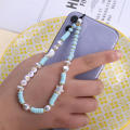 Beaded phone lanyard wristband, kawaii love letter star bead phone charm colorful rainbow phone chain with ladies girl pearl bracelet keychain cute phone decoration. 