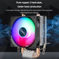 RGB CPU Cooler Radiator 2 Heat Pipe 9cm Cooler Fan Hydraulic Bearings Colorful Light Effect Computer Accessories for INTEL AMD. 