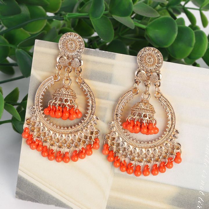 Classic%20Vintage%20Gold%20Color%20Round%20Dangle%20Earrings%20Women's%20Bohemian%20Flower%20Bells%20Pearl%20Tassel%20Earrings%20Jhumka%20Indian%20Jewelry%20-%20Image%202