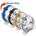 Cool Punk Stainless Steel Rings Rotatable Bottle Opener Spinner Chains, Gothic Style for Men and Women. 