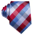 Red Light Blue Pliad 2023 New Elegant Mens Ties Hanky Cufflink Silk Necktie For Men Wedding Party Business Fashion Brand Hi-Tie. 