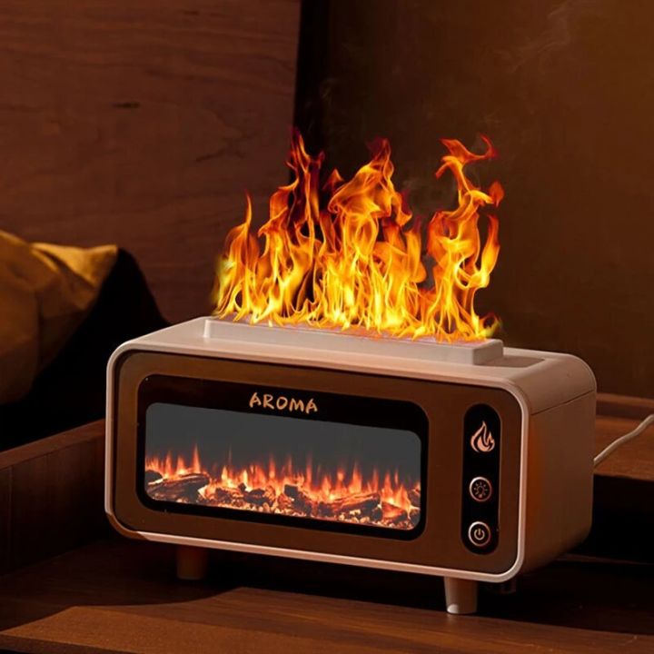 Fireplace Flame Humidifier Essential Oil Diffuser Cool Mist Humidifier for Bedroom Quiet Desktop Ultrasonic Atomizing Humidifier