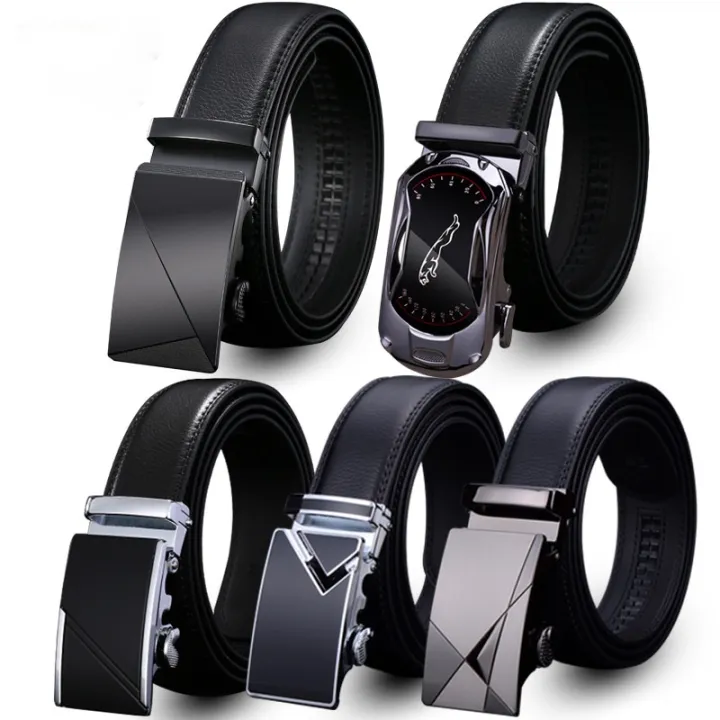 Men's Fashion Veneer Automatic Alloy Buckle Cowhide Belt - Sophisticated Elegance