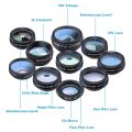 APEXEL 10 in 1 Mobile Phone Lens Kit Fisheye Wide Angle Telescope Macro Camera Lenses For iPhone Samsung Huawei all smartphones-No remote. 