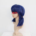 Miracle Girl cosplay ladybug mask wig dark blue braid girl anime wig latex eye mask. 