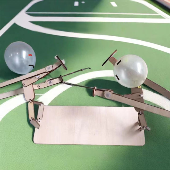 Ballon Bamboo Man Battle, 2024 New Handmade Wooden Fencing Puppets, Jeu de Combat de Bots en Bois pour 2 Joueurs, Ballon Bamboo Man Battle Combattant en Bois avec tête de Ballon