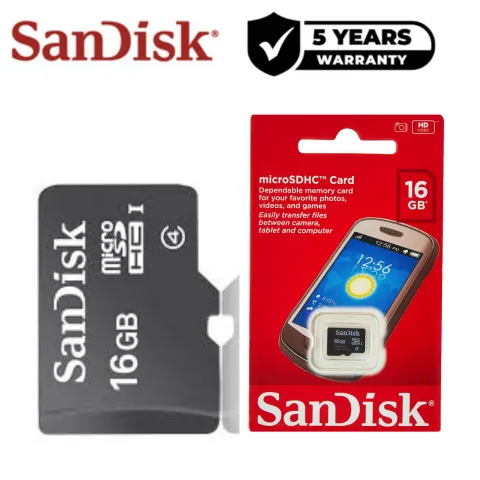 Original SanDisk 16GB microSDHC Card (Class 4) - 5 Years International Brand Warranty