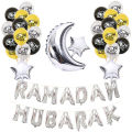 37/29PCS Eid Ramadan Mubarak Letter Pentagram Moon Party Foil Balloons Set Home Decor. 
