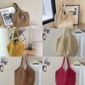 Fashion Solid Color Knitting Shoulder Bag Hollow Out Large Capacity Bohemian Crochet Tote Bag Elegant Versatile Casual Woven Handbag Beach. 