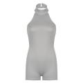 KOKKO Women's Backless Jumpsuits Summer Slim Fit Halter Neck Shorts Rompers Casual Sleeveless High Waist Knitted Bodysuits. 