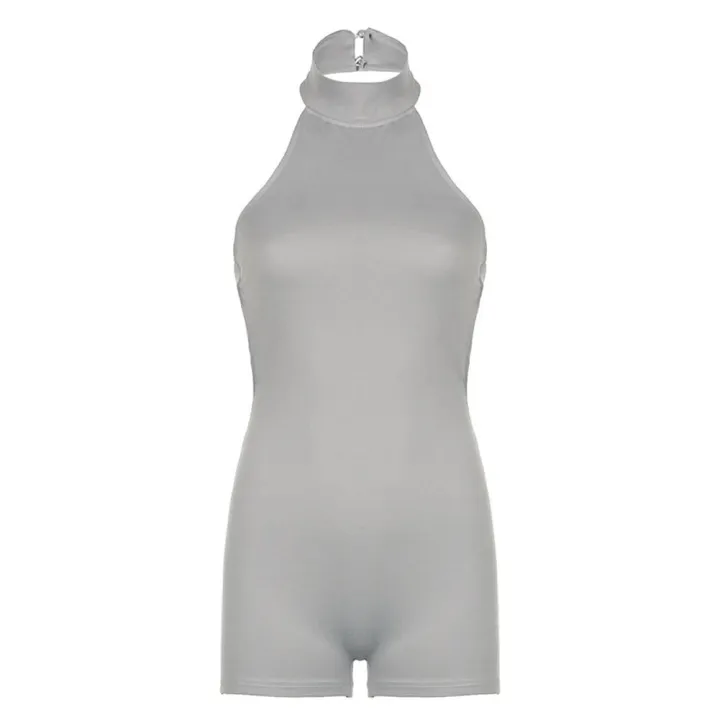 KOKKO%20Women's%20Backless%20Jumpsuits%20Summer%20Slim%20Fit%20Halter%20Neck%20Shorts%20Rompers%20Casual%20Sleeveless%20High%20Waist%20Knitted%20Bodysuits%20-%20Image%204