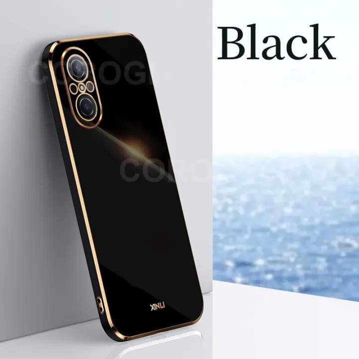 For Huawei Nova 9 SE Back Cover Luxury 6D Plating Square Frame Shiny Case Camera Lens Protection Soft Silicone Mobile Phone Cases