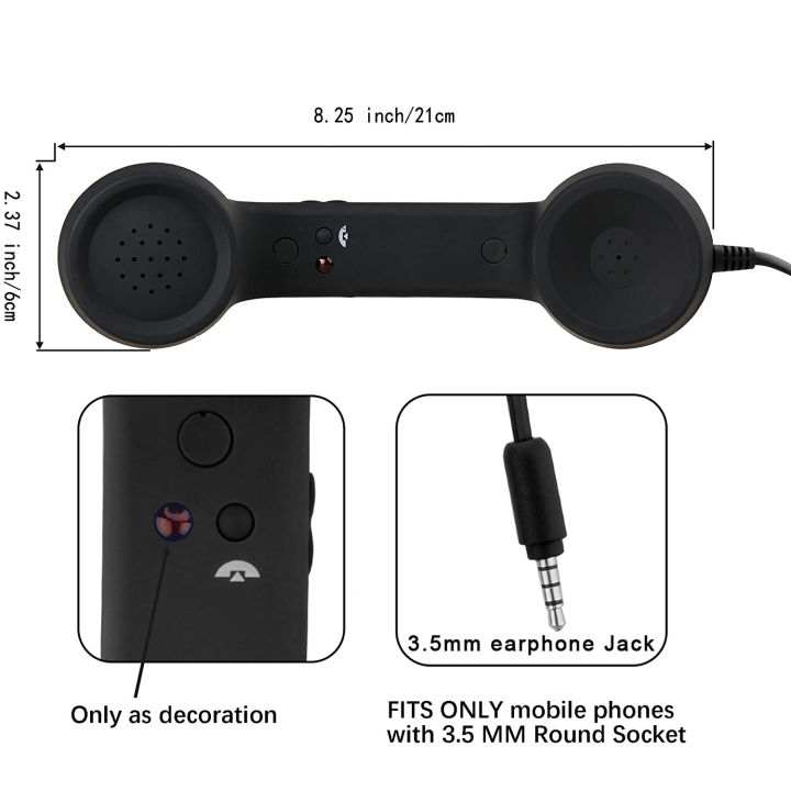 Telephone%20Handset%20Receiver%20MIC%20for%20Cellphone,%203.5%20mm%20Socket%20(Black)%20-%20Image%206