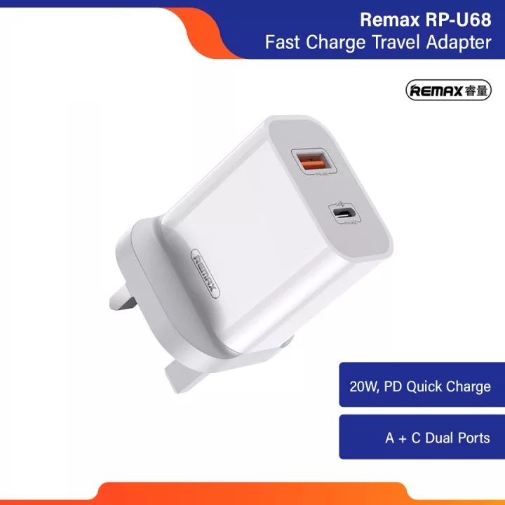 Remax RP-U68 Speed Core Series 20W PD+QC Fast Charge Travel Adapter ...
