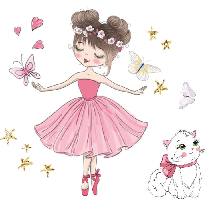 Cartoon%20Dance%20Girl%20Kitty%20erfly%20Wall%20Decal%20Paper%20Room%20Home%20Wall%20Stickers%20Cute%20Ballet%20Girl%20Sticker%20Decoration%20For%20Girl%20Bedroom%20-%20Image%202